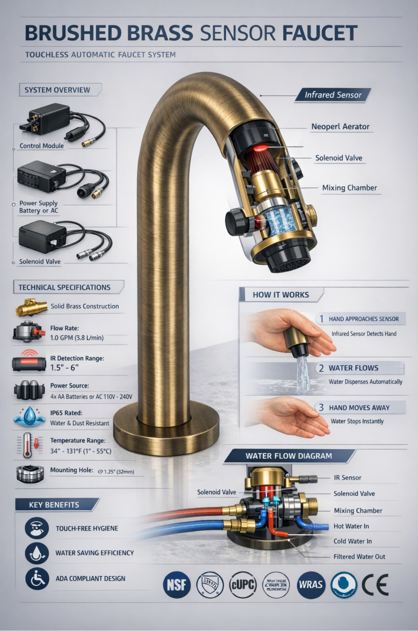 Fontana modular touchless faucet for commercial restrooms